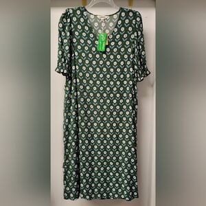 Boden Green Floral Midi Dress